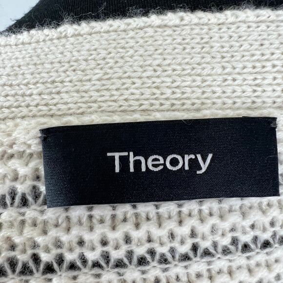 Theory Ivory 100% Cashmere Oversized Button-Up V-Neck Cardigan Sweater L Large - Picture 5 of 6